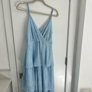 Blue ruffle layers midi dress